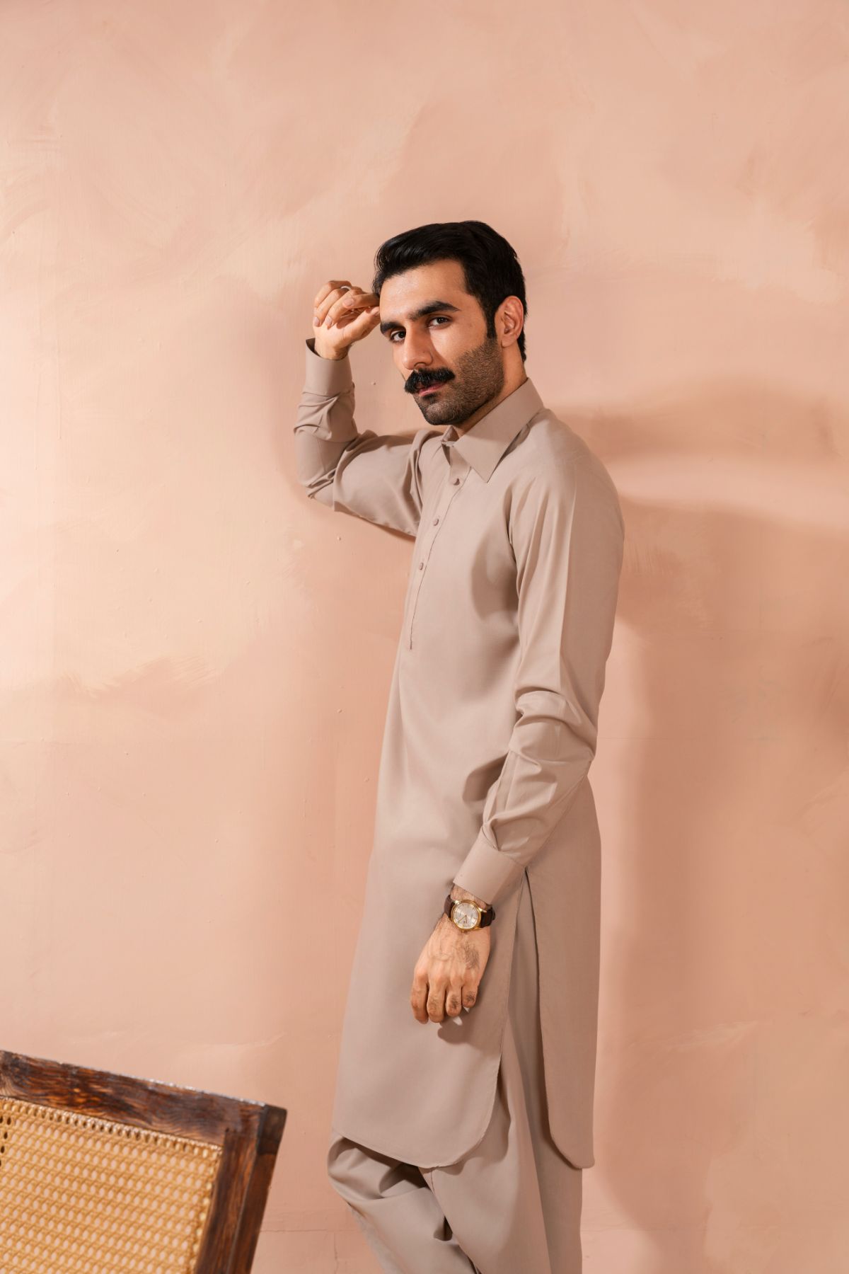 Biscotti Brown Luxury Blended Shalwar Kameez (2-Piece) - Image 2