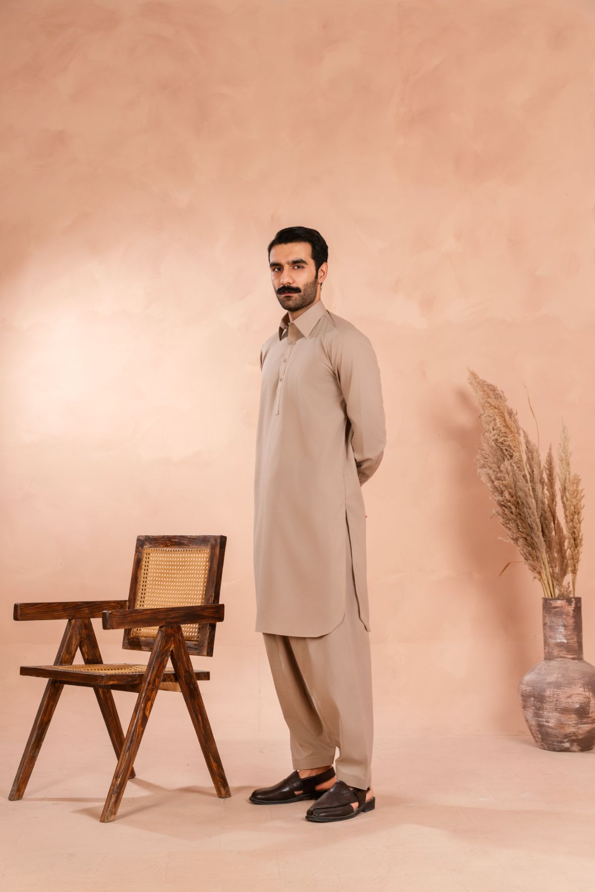 Biscotti Brown Luxury Blended Shalwar Kameez (2-Piece) - Image 3