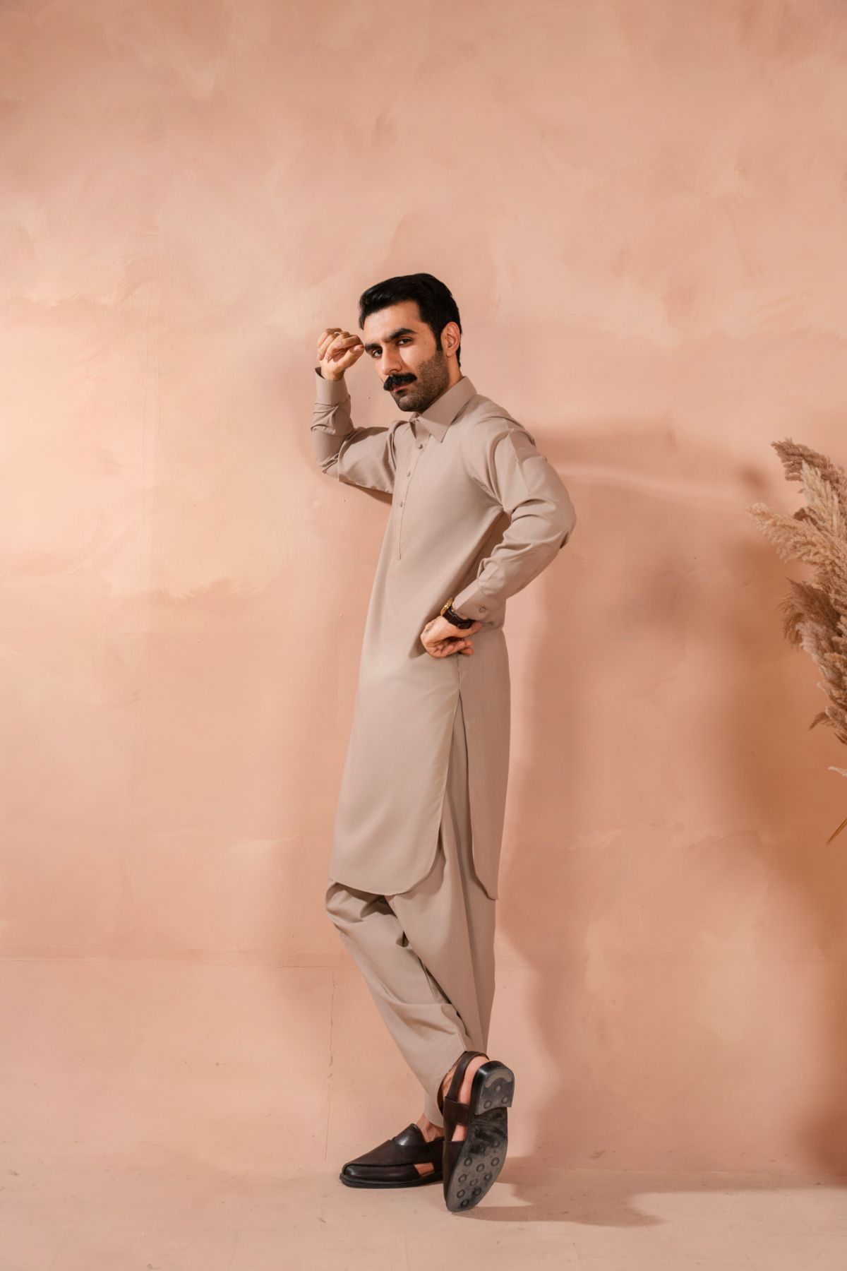 Biscotti Brown Luxury Blended Shalwar Kameez (2-Piece) - Image 5