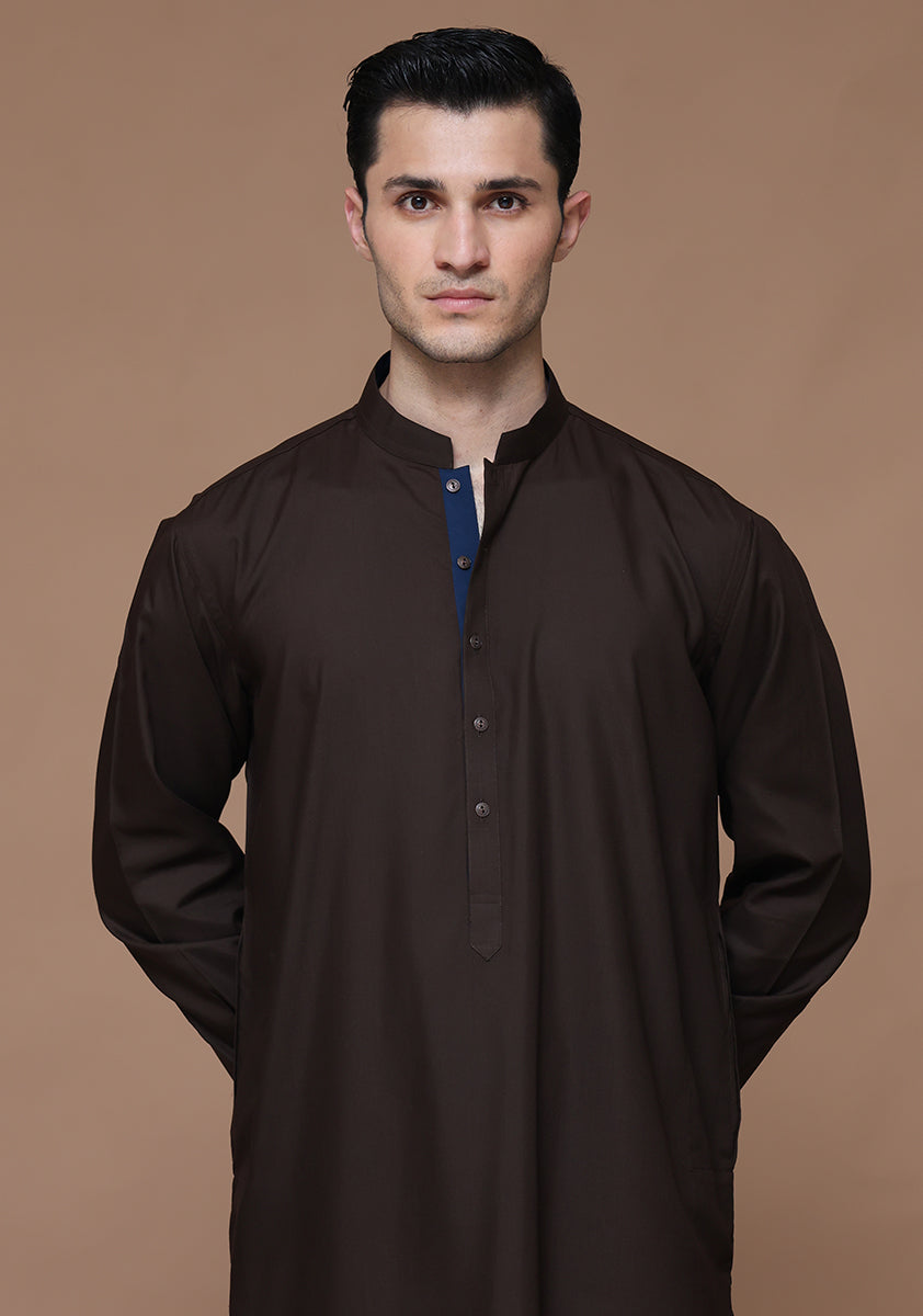 Coffee Bean Poly Viscose Shalwar Kameez (2-Piece) - Image 2