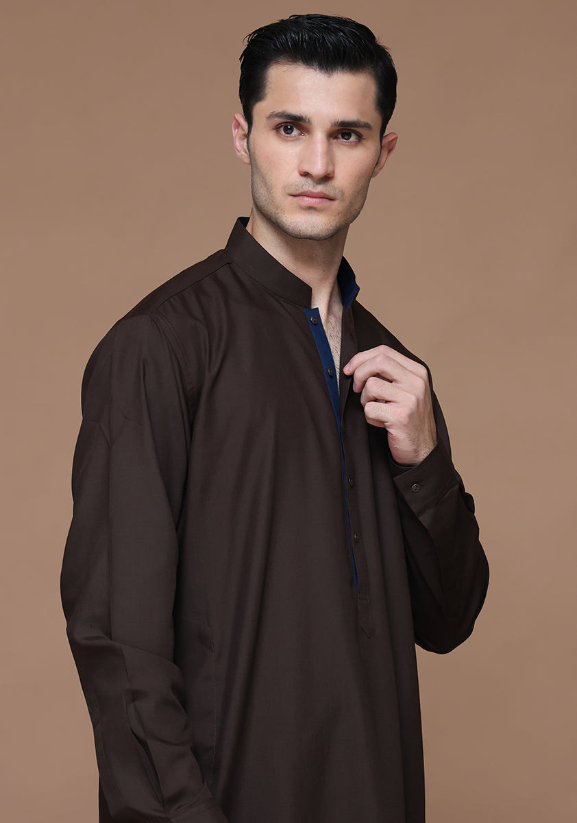 Coffee Bean Poly Viscose Shalwar Kameez (2-Piece) - Image 3