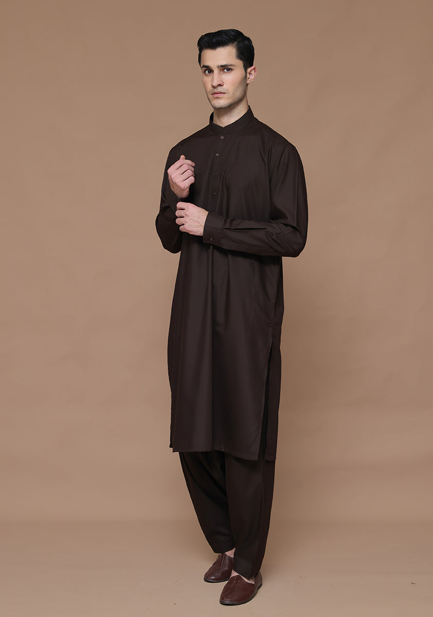 Coffee Bean Poly Viscose Shalwar Kameez (2-Piece) - Image 4
