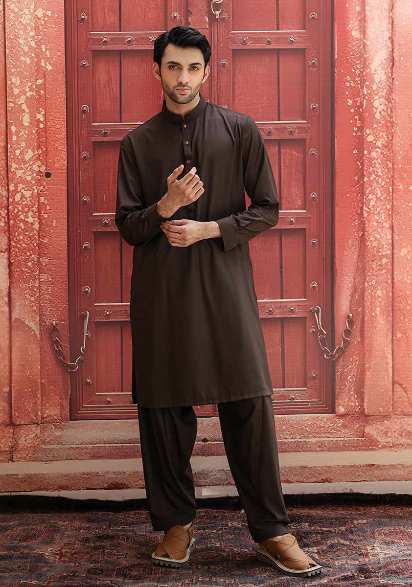 Forest Night Poly Viscose Slim Fit Shalwar Kameez (2-Piece) - Image 1