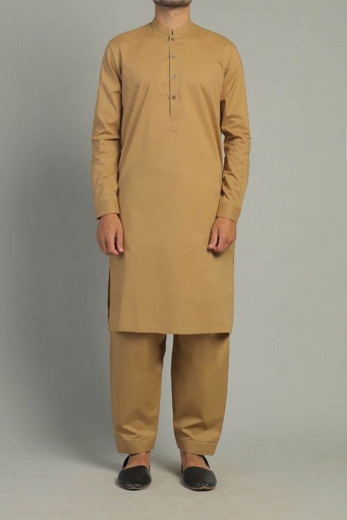 Brown Slub-Khaddar Shalwar Kameez (2-Piece) - Image 1