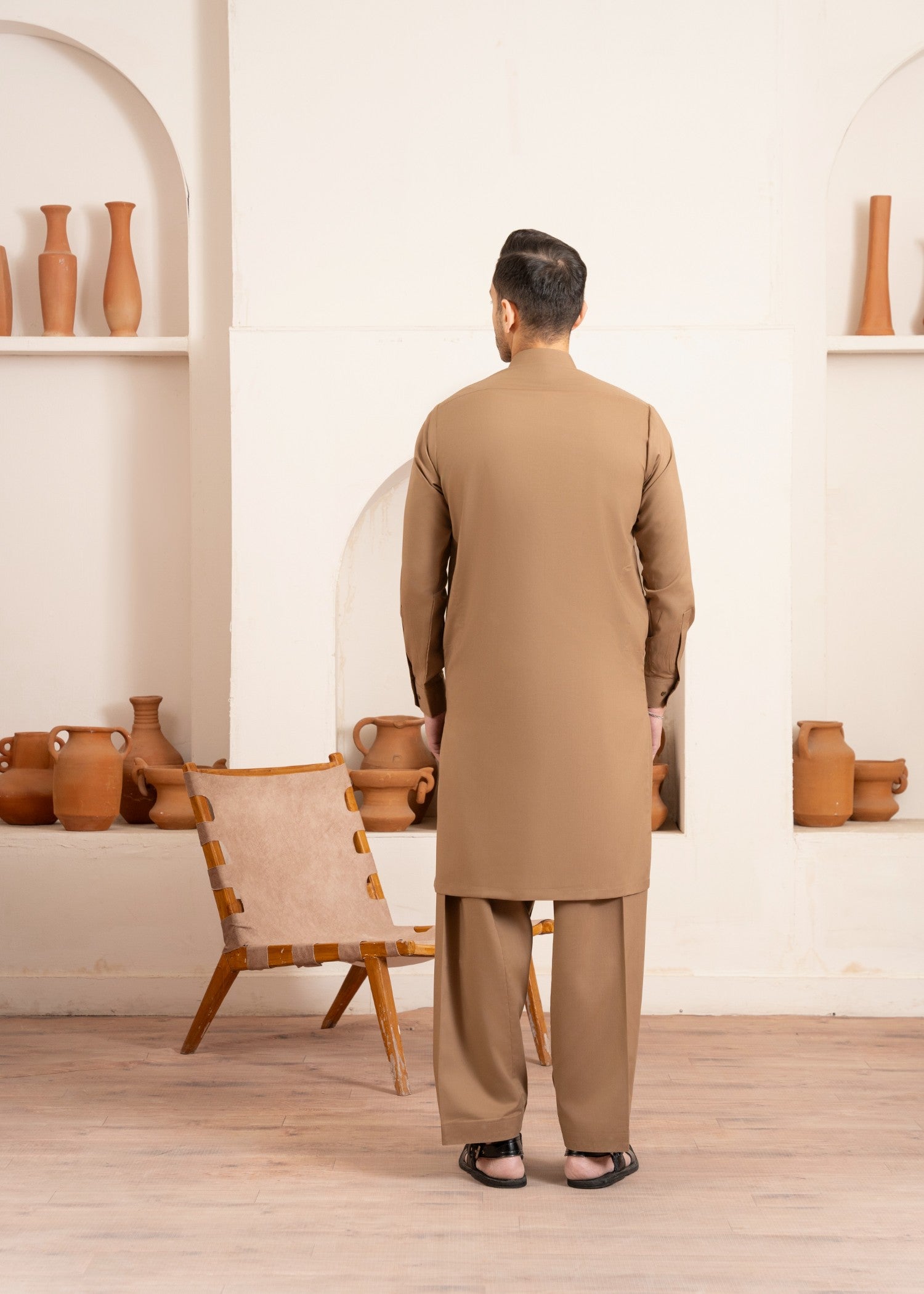 Hazelwood Brown Wash & Wear Shalwar Kameez (2-Piece) - Image 2