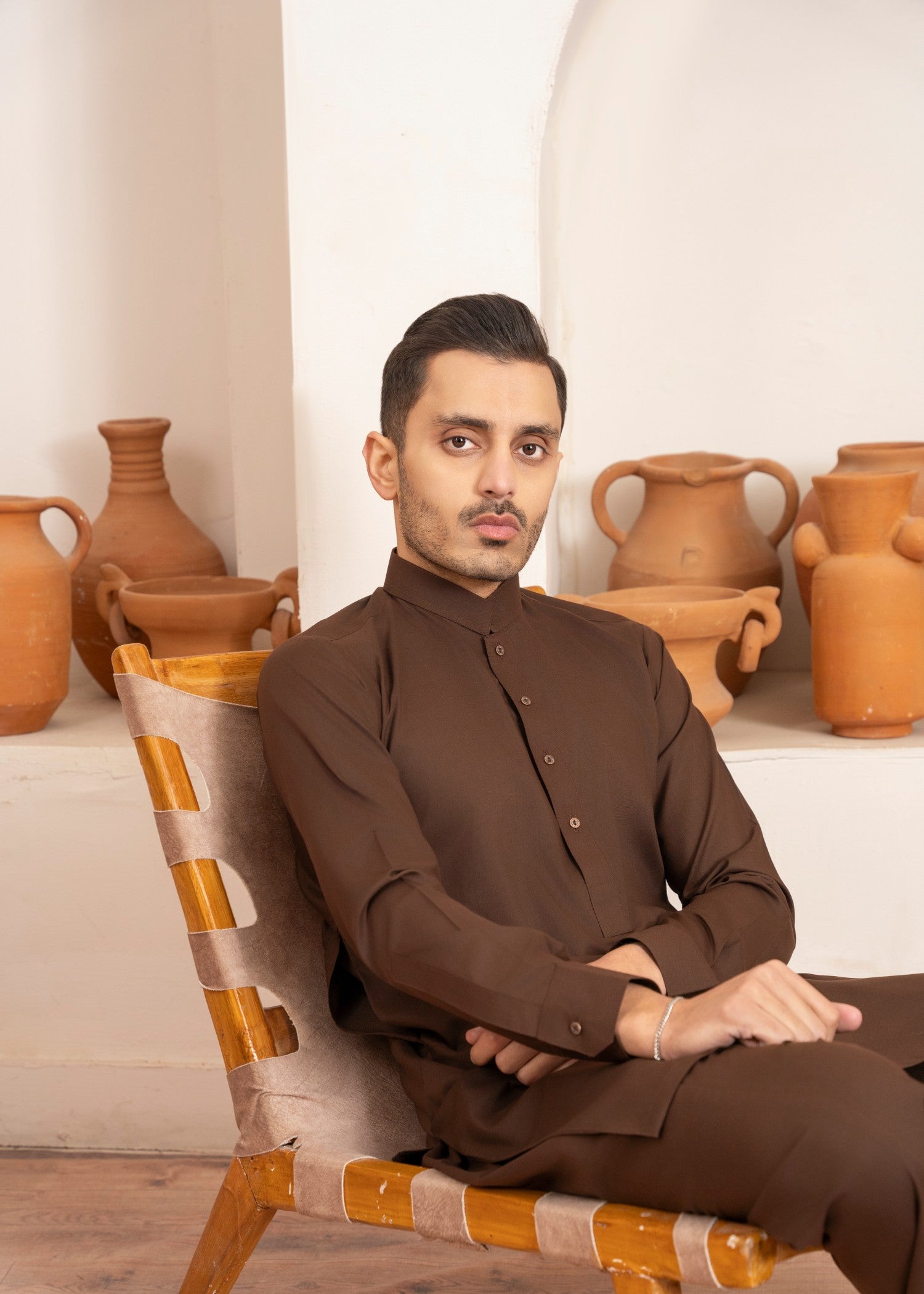 Dark Brown Wash & Wear Shalwar Kameez (2-Piece) - Image 3