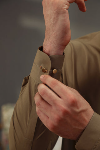 Earthy Brown Cut-and-Sew Wash & Wear Shalwar Kameez (2-Piece) - Image 4