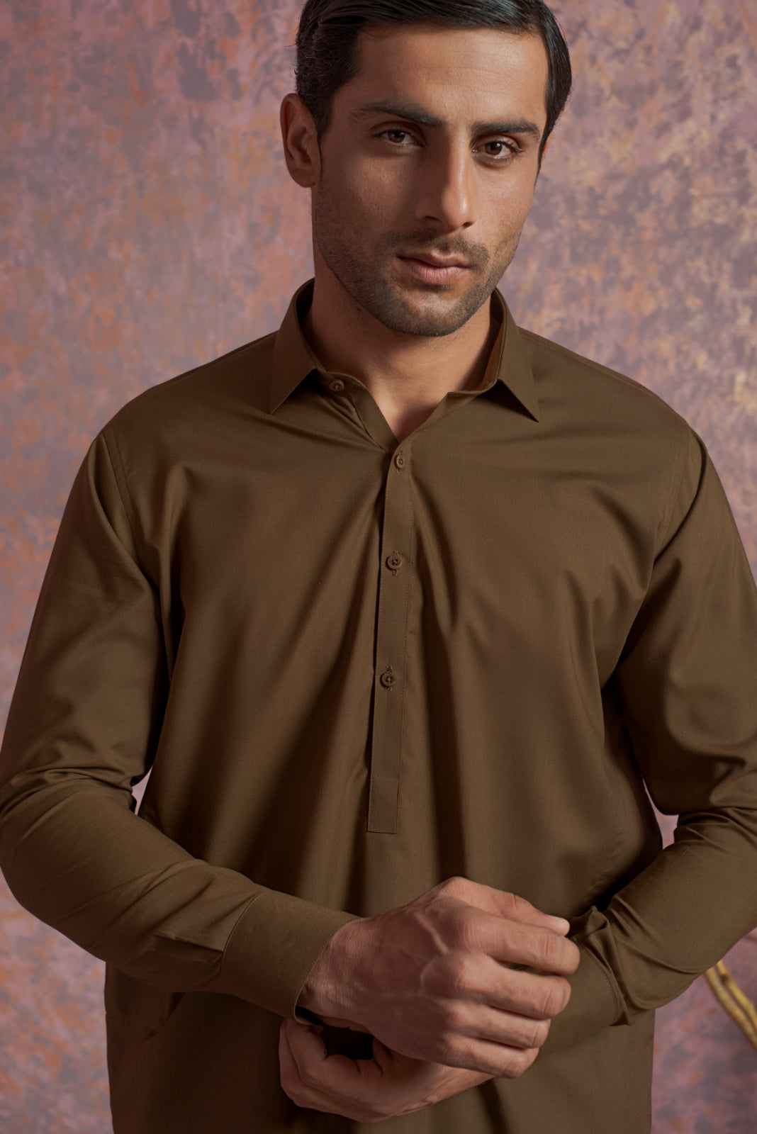 Brown Wash-and-Wear Shalwar Kameez (2-Piece) - Image 2