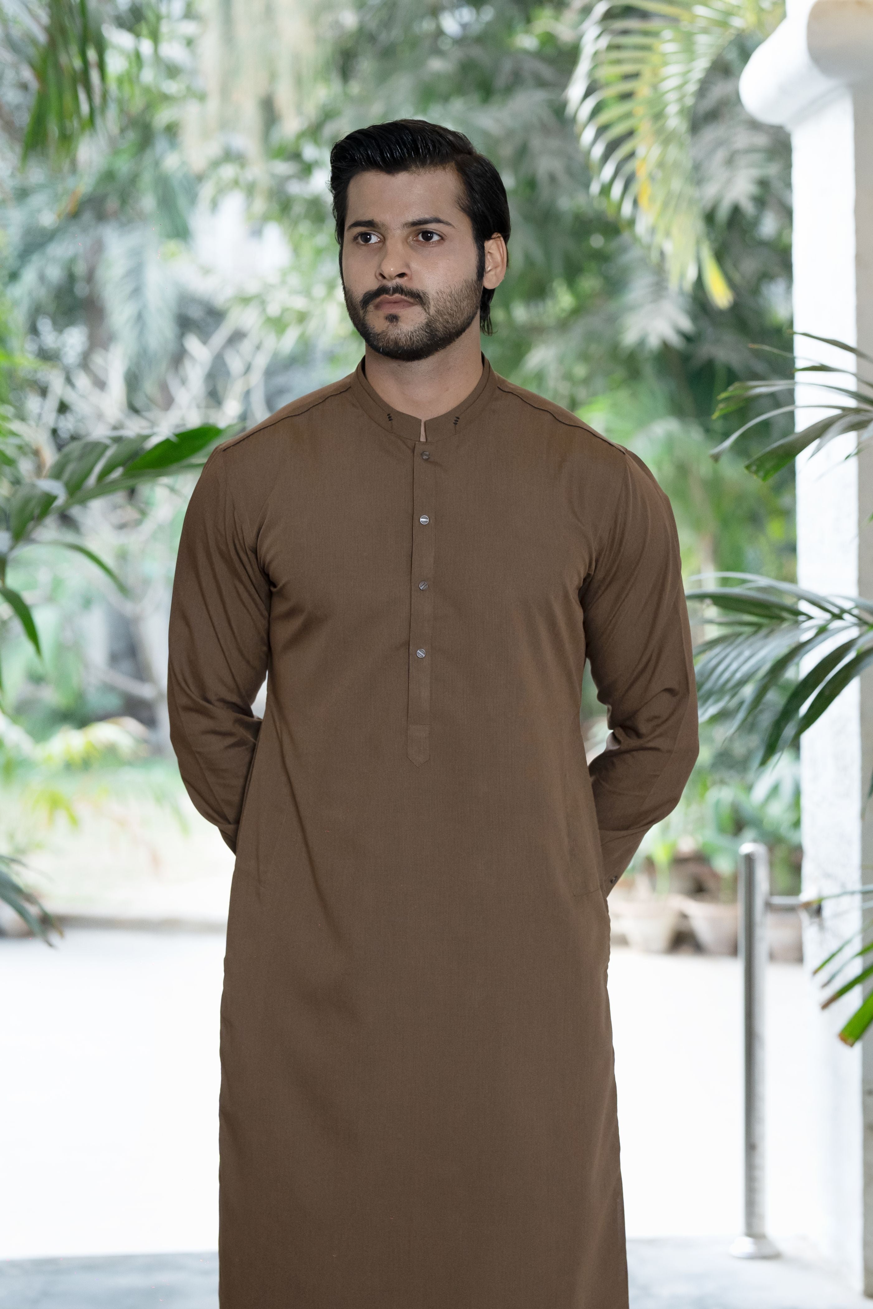 Rust Wash & Wear Blended Shalwar Kameez (2-Piece) - Image 2