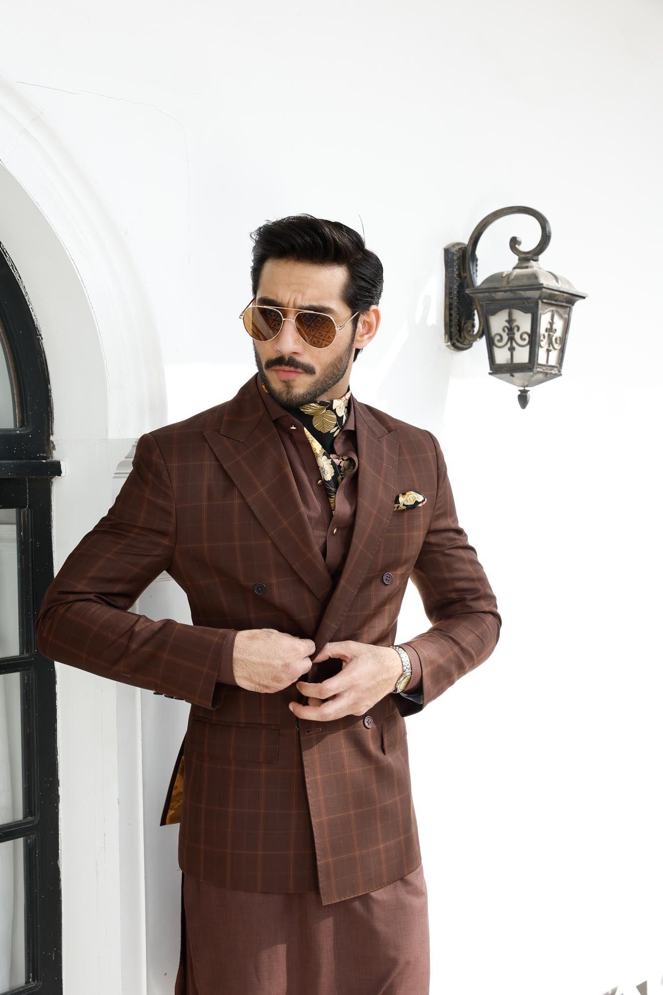 Brown Textured Wash & Wear Shalwar Kameez (2-Piece) - Image 4