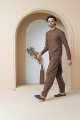 Coffee Brown Wash & Wear Shalwar Kameez (2-Piece) - Image 3