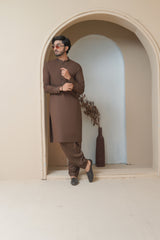 Coffee Brown Wash & Wear Shalwar Kameez (2-Piece) - Image 4