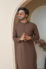Coffee Brown Wash & Wear Shalwar Kameez (2-Piece) - Image 5