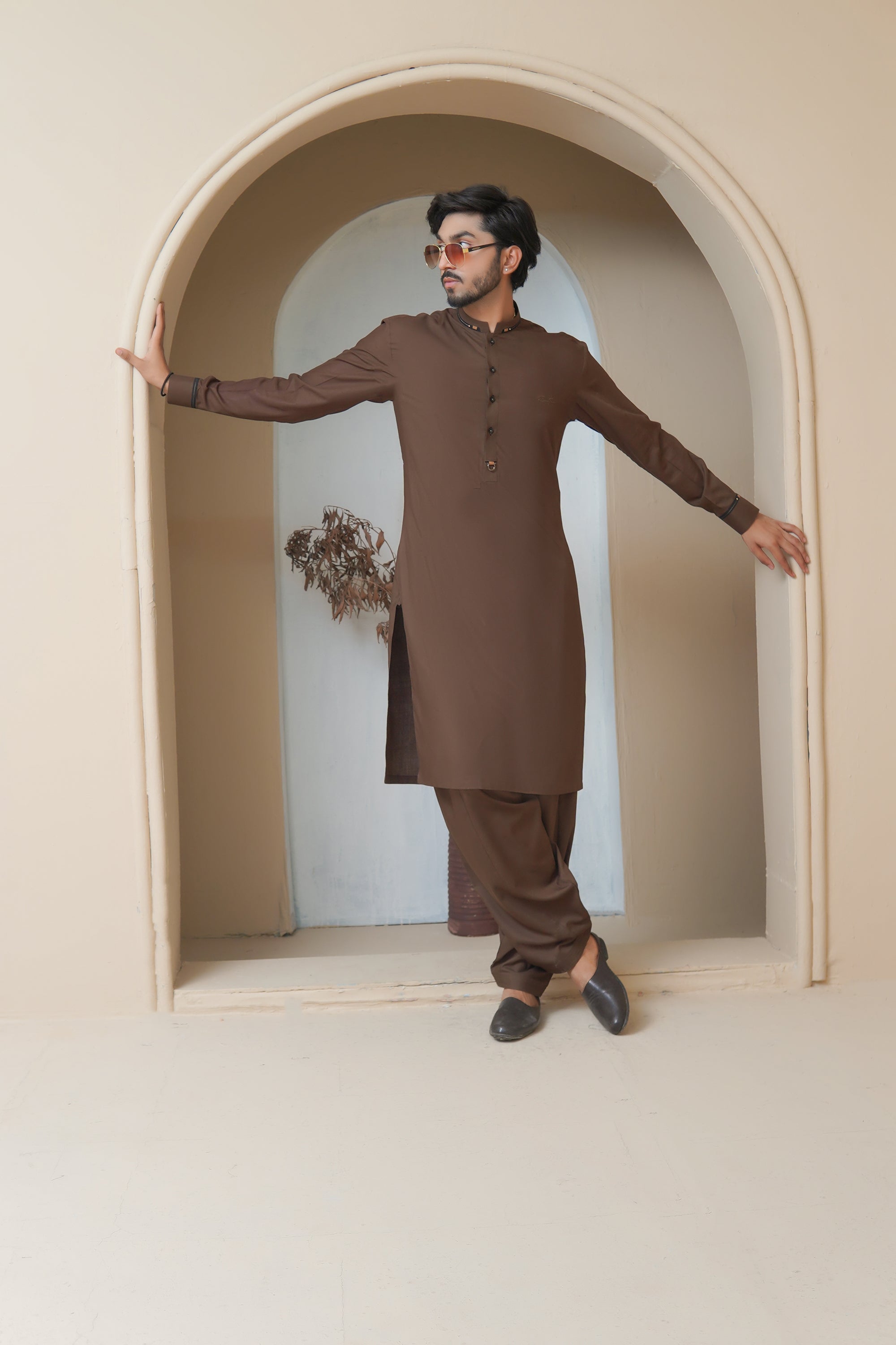 Coffee Brown Wash & Wear Shalwar Kameez (2-Piece) - Image 7