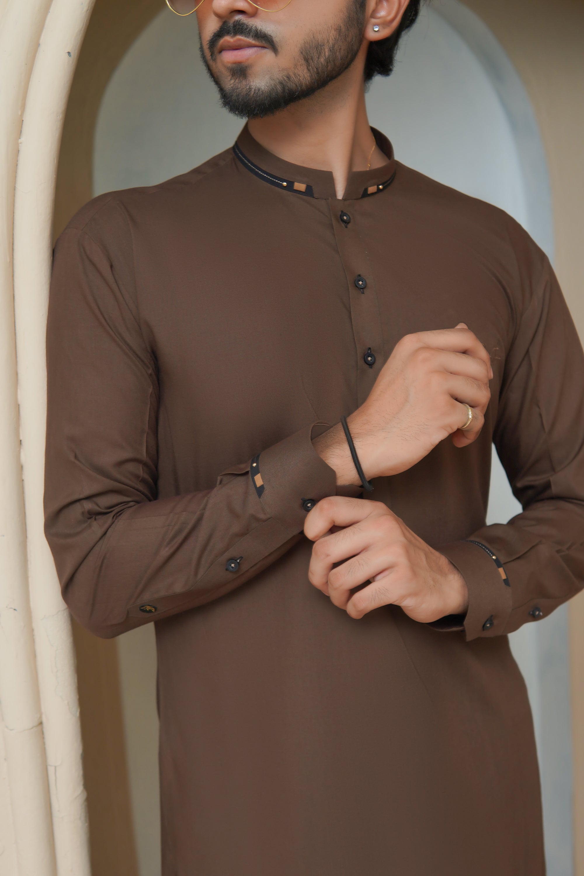 Coffee Brown Wash & Wear Shalwar Kameez (2-Piece) - Image 8