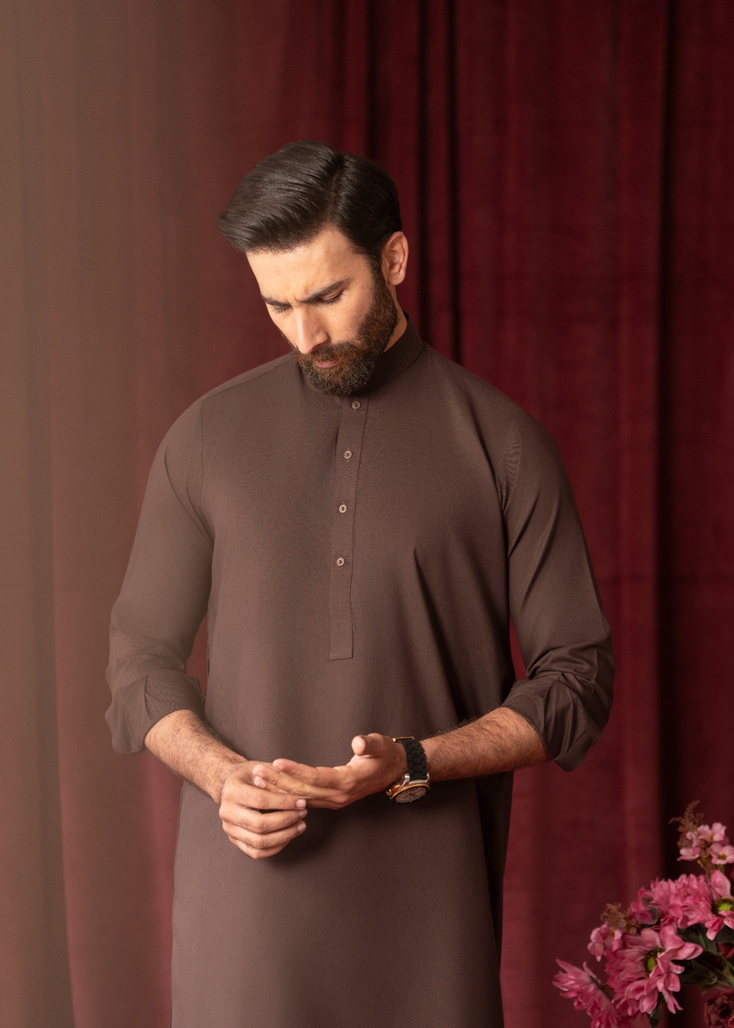 Dark Brown Wash & Wear Shalwar Kameez (2-Piece) - Image 4