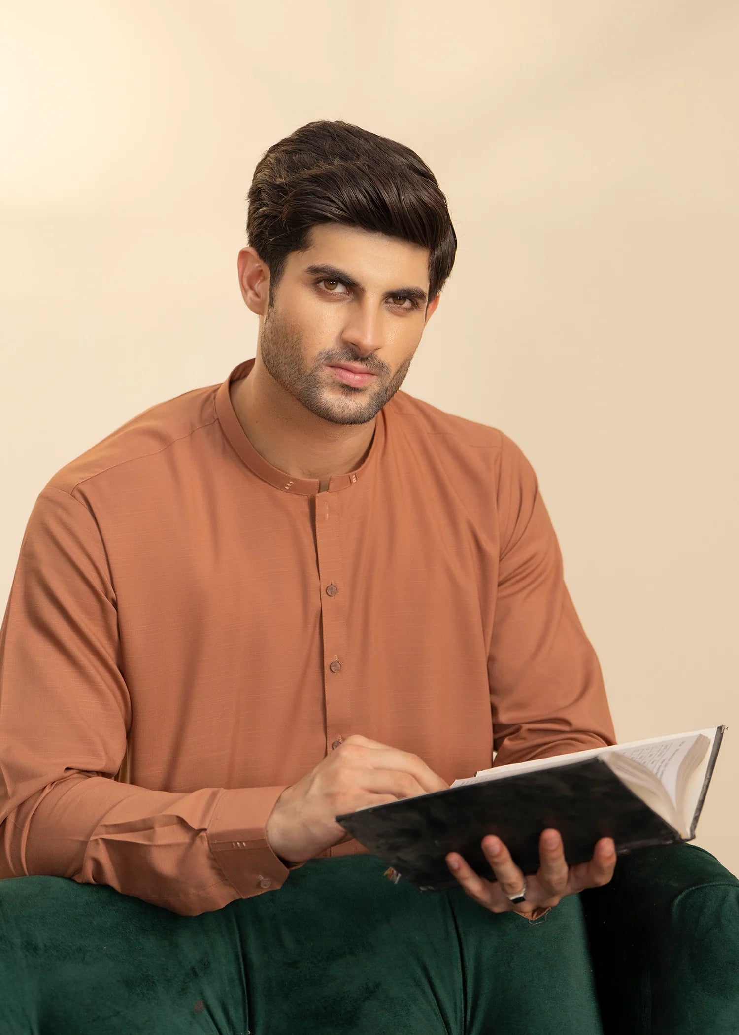 Sand Brown Wash & Wear Shalwar Kameez (2-Piece) - Image 3