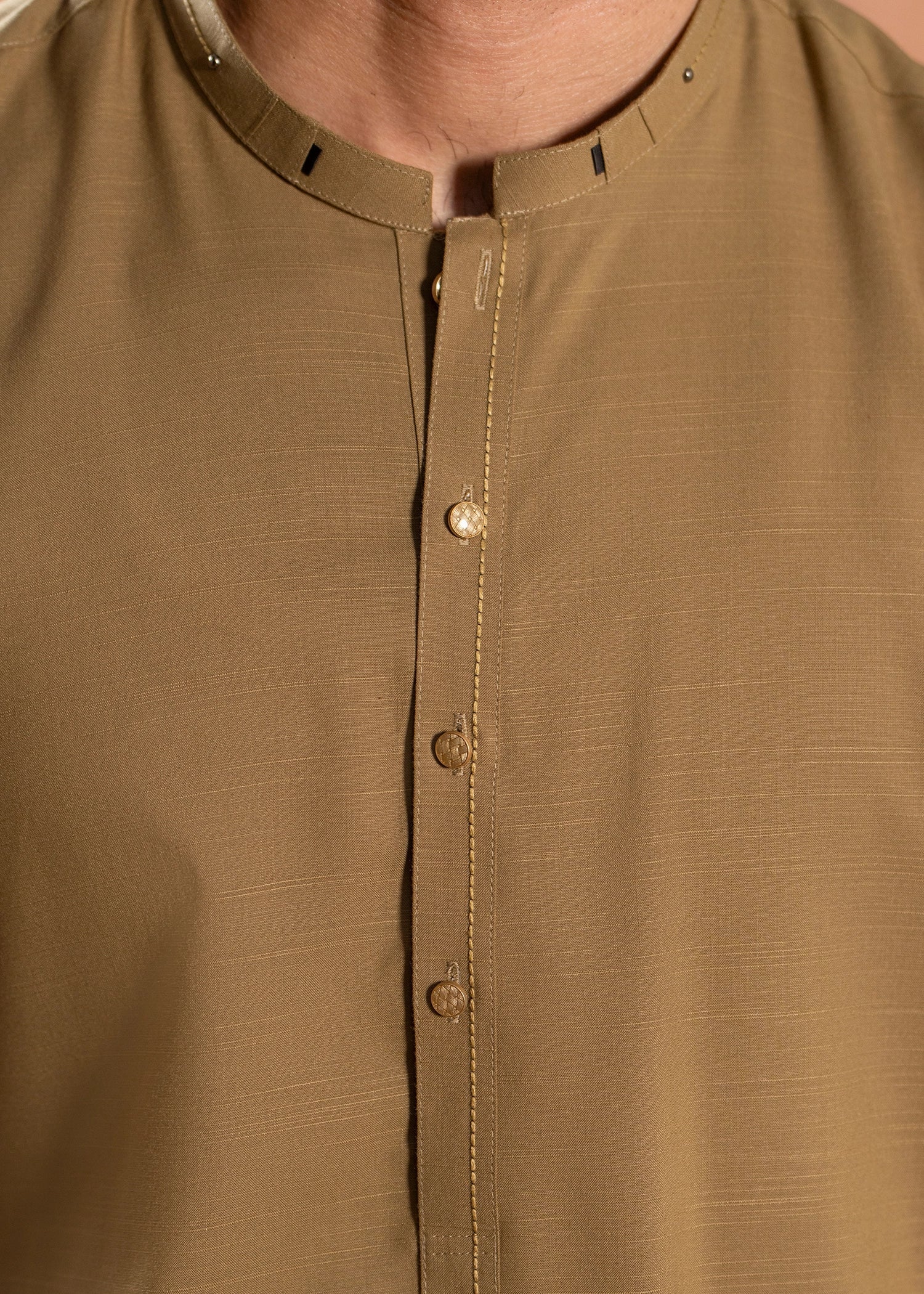 Peanut Brown Wash & Wear Shalwar Kameez (2-Piece) - Image 4