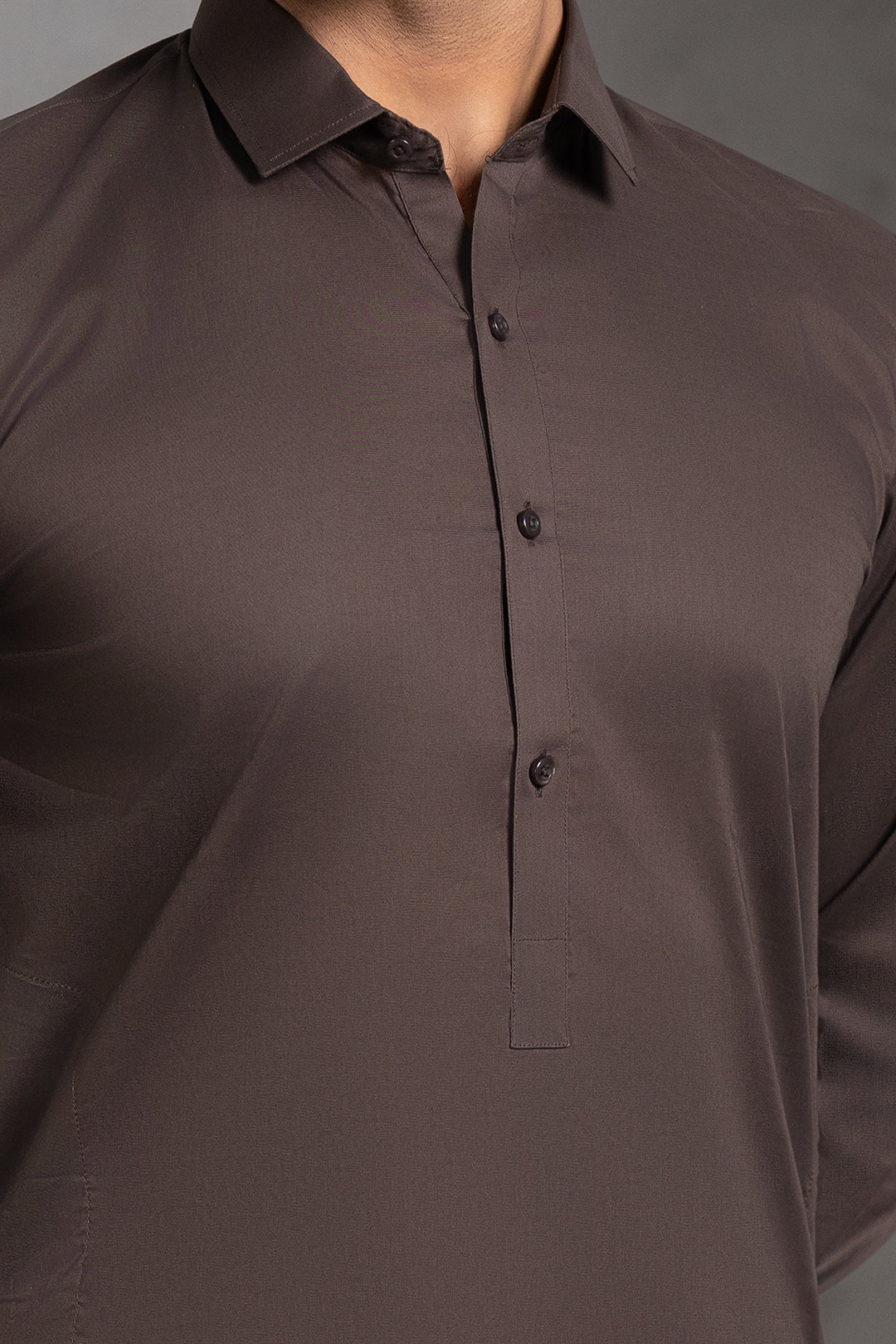 Dark Brown Cotton Pathani Suit (2-Piece) - Image 6