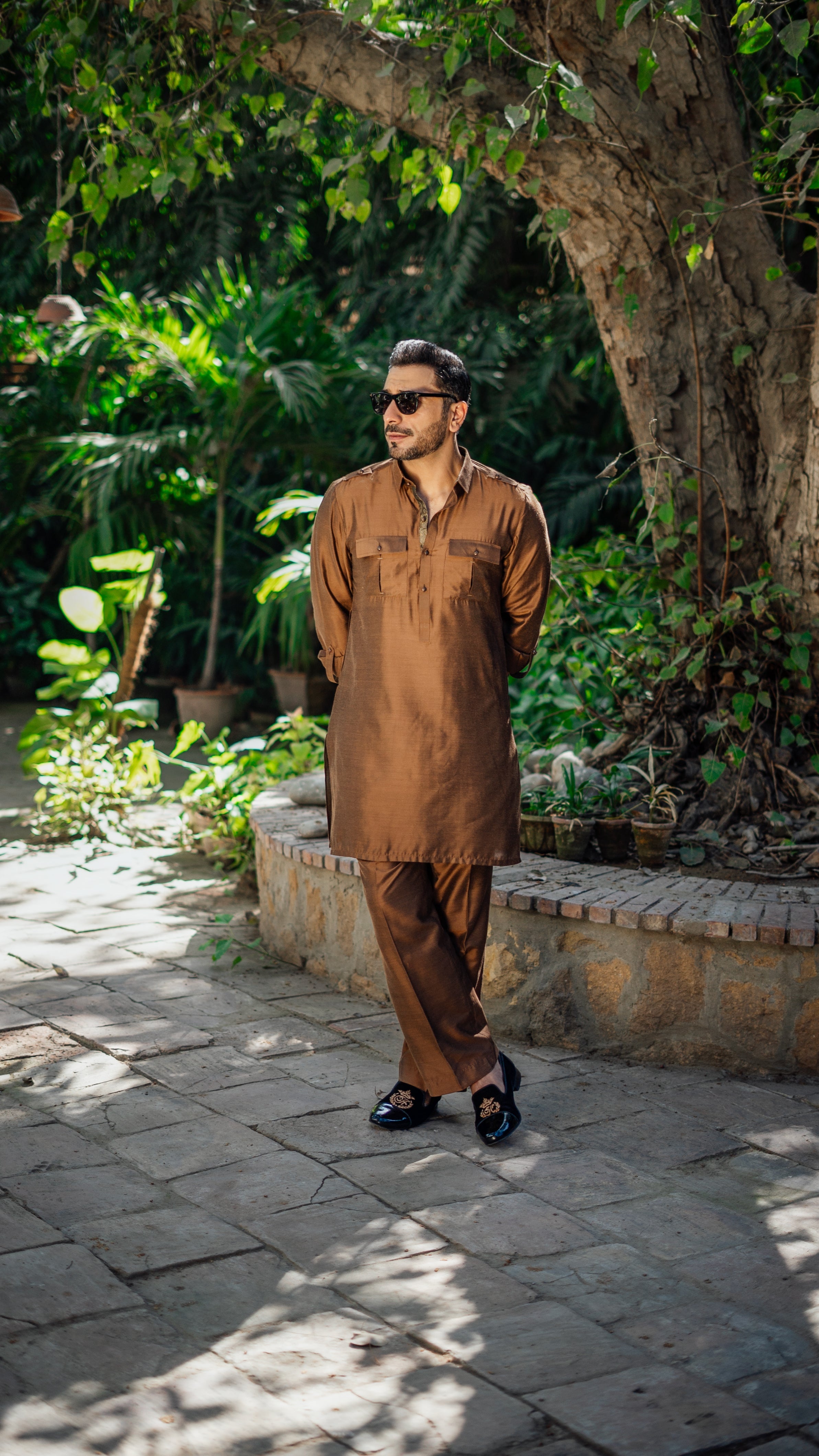 Light Brown Cotton Silk Pathani Suit (2-Piece) - Image 2