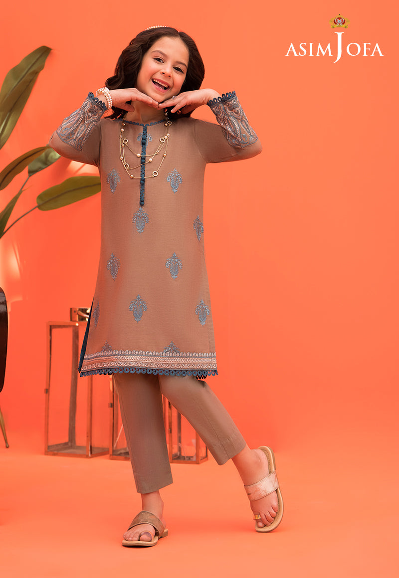 Pakistani Brown Embroidered Cambric Salwar Kameez (2-Piece) - Image 6