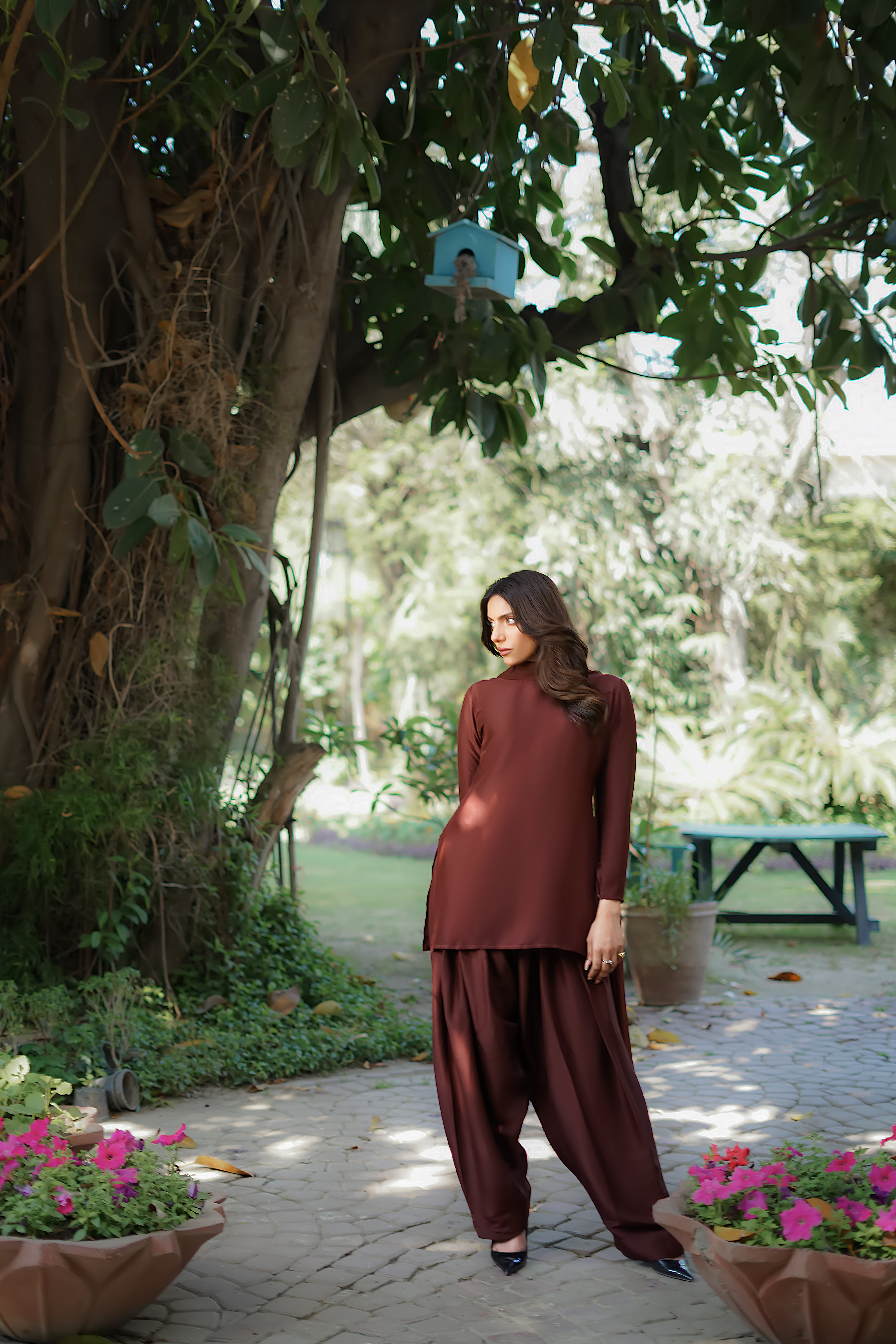 Espresso Raw Silk Salwar Kameez (3-Piece) - Image 4