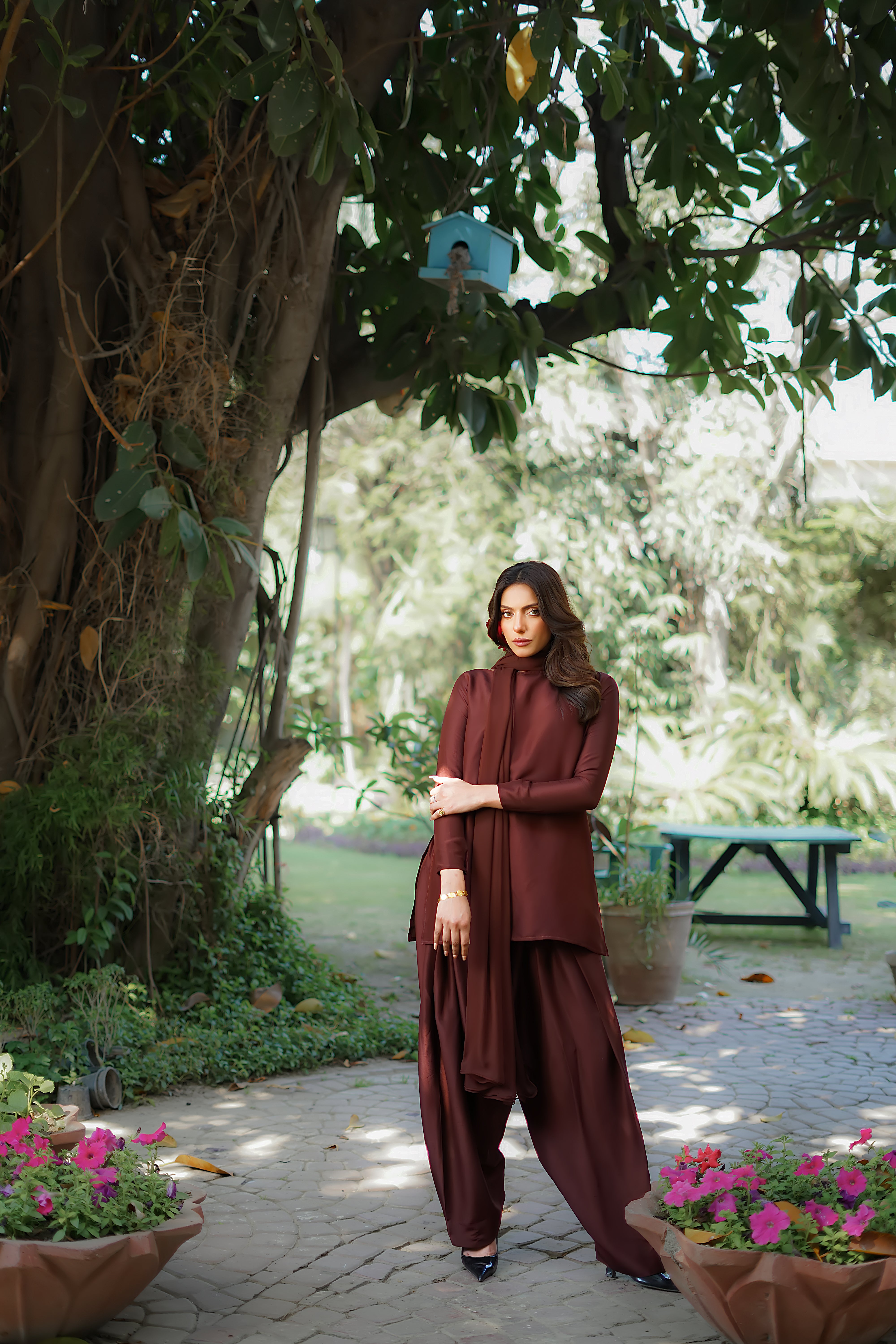 Pakistani Espresso Raw Silk Salwar Kameez (3-Piece) - Image 6