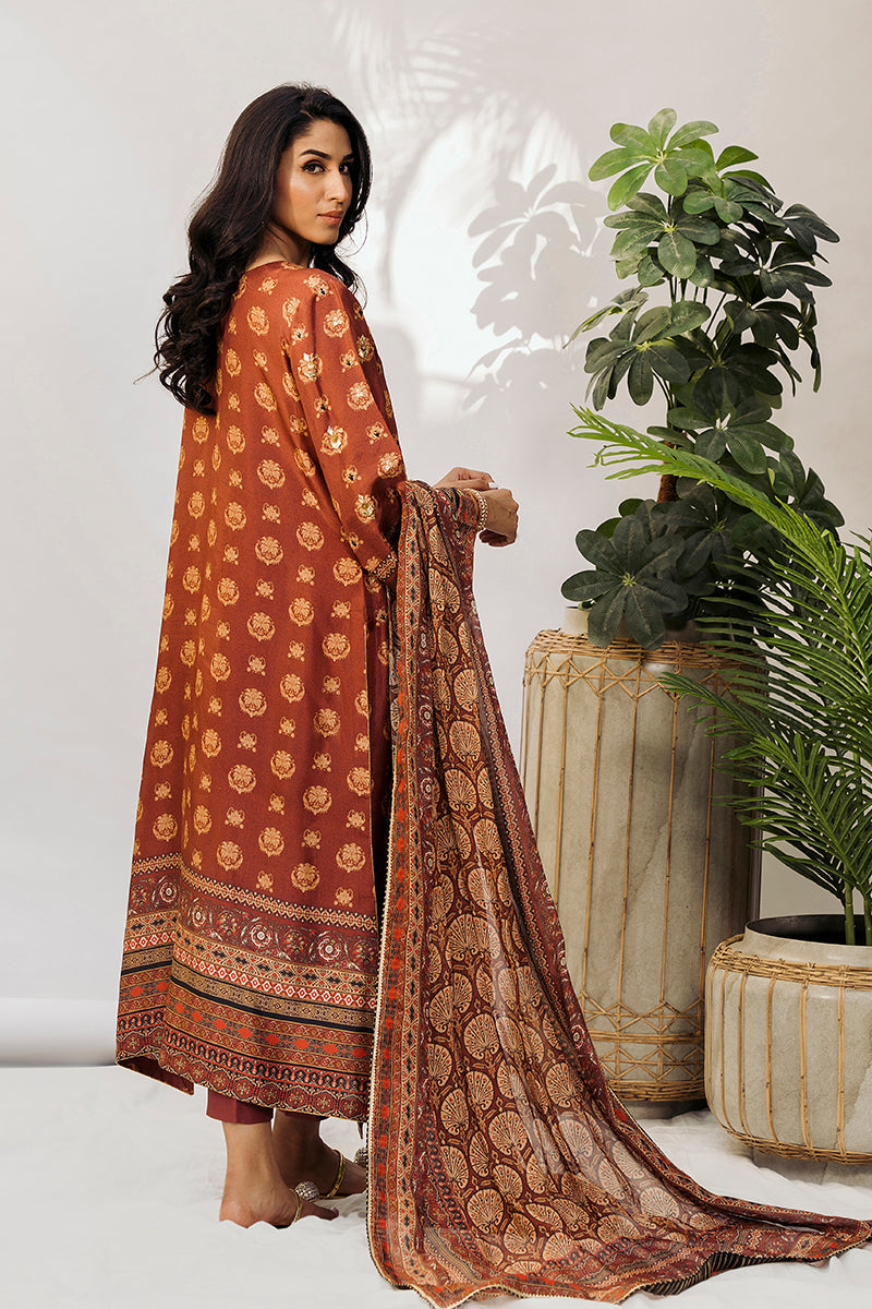 Hazelnut Embroidered Raw Silk Kurta Set (3-Piece) - Image 3