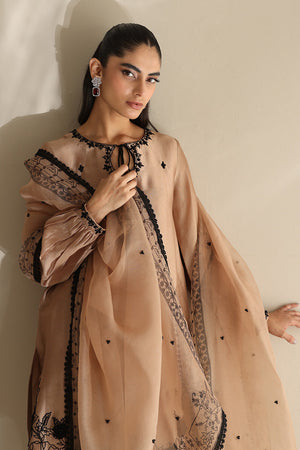 Latte Brown Embroidered Silk Salwar Kameez (3-Piece) - Image 3