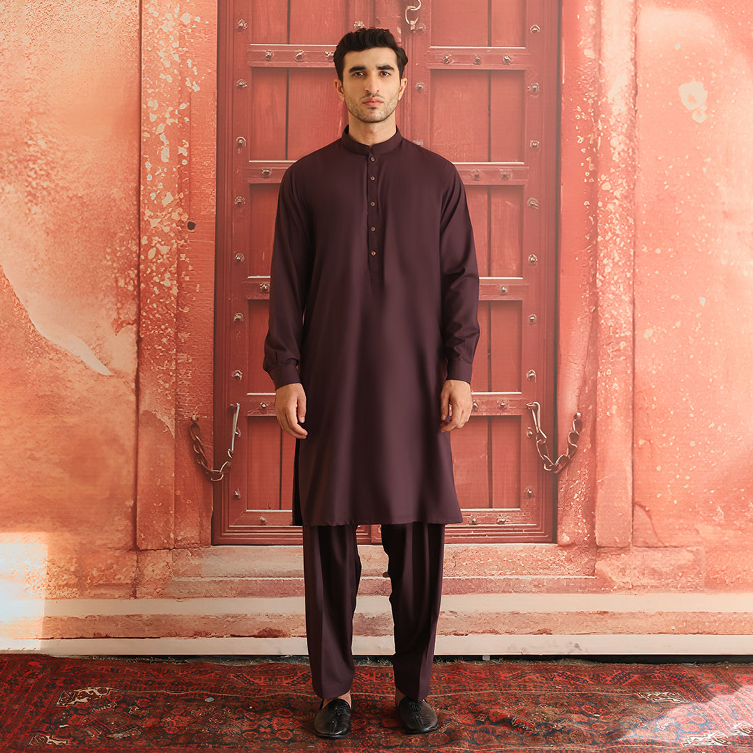 Bitter Chocolate Poly Viscose Shalwar Kameez (2-Piece) - Image 1