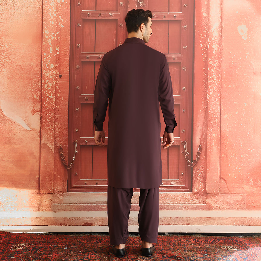 Bitter Chocolate Poly Viscose Shalwar Kameez (2-Piece) - Image 3