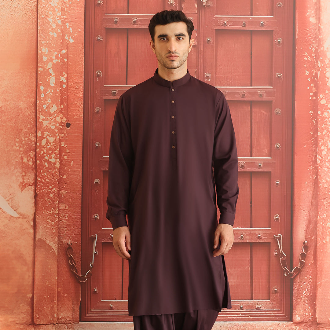 Bitter Chocolate Poly Viscose Shalwar Kameez (2-Piece) - Image 4