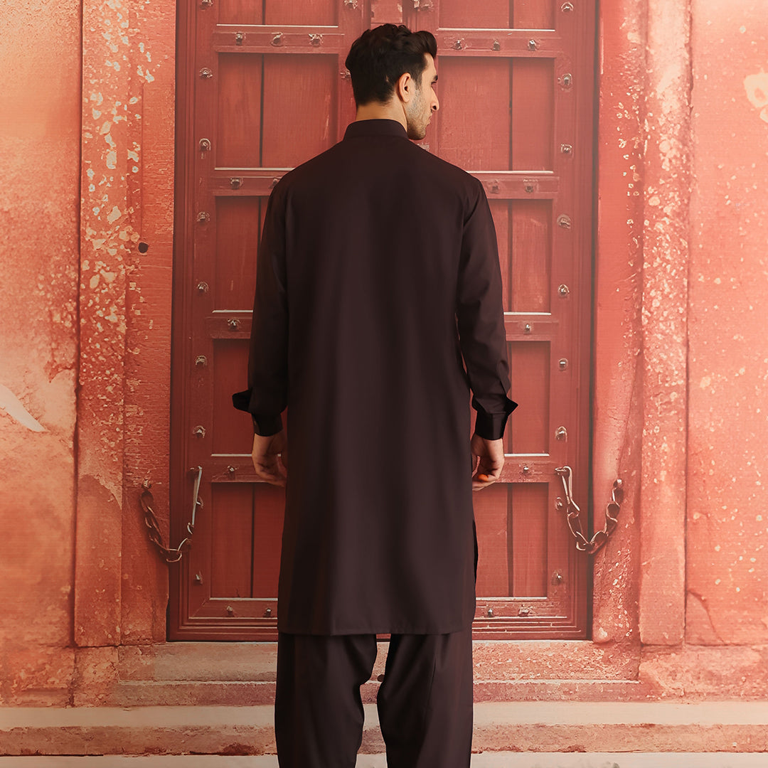 Coffee Bean Poly Viscose Shalwar Kameez (2-Piece) - Image 3
