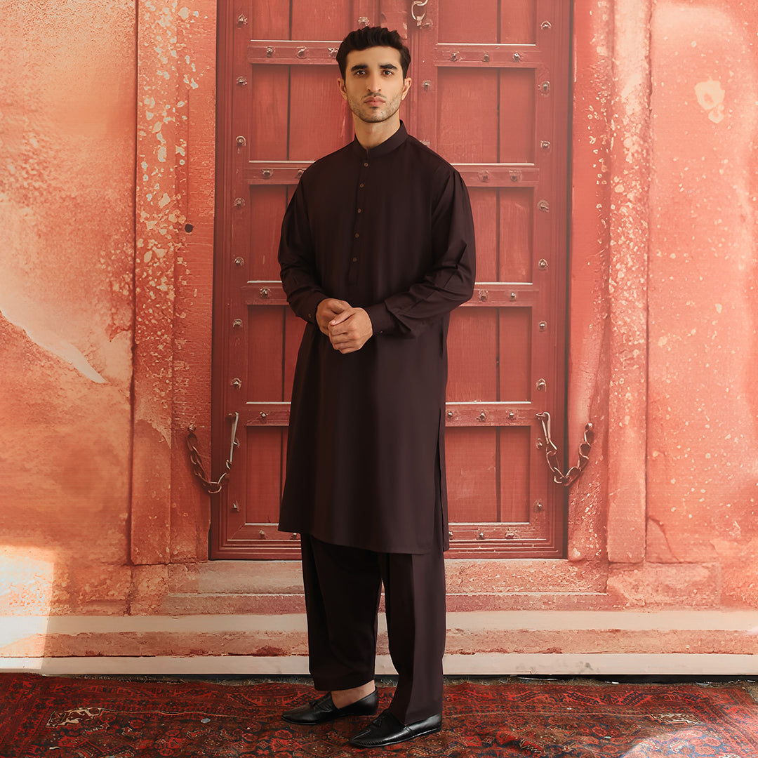 Coffee Bean Poly Viscose Shalwar Kameez (2-Piece) - Image 4