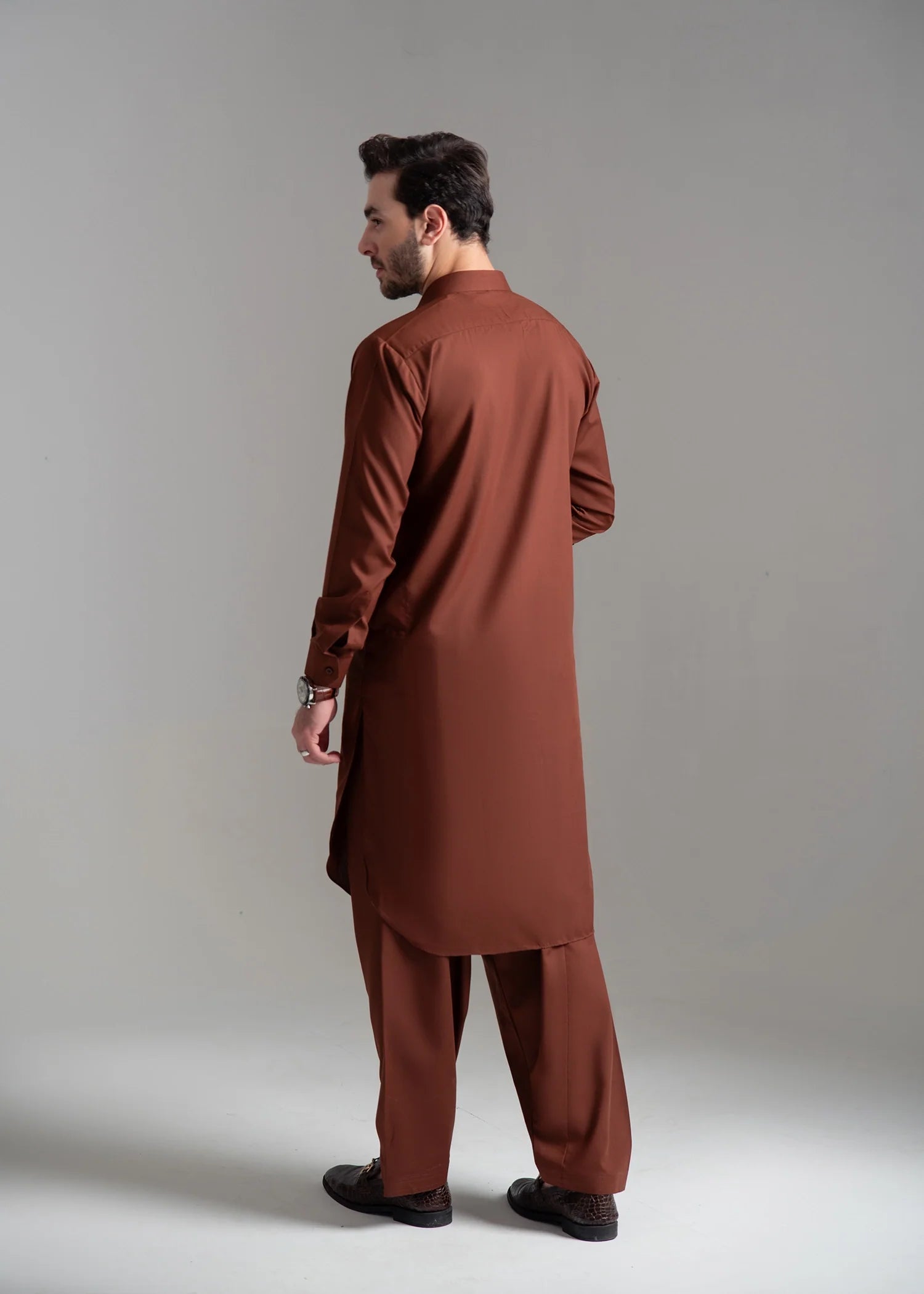 Brown Wash & Wear Shalwar Kameez (2-Piece) - Image 4