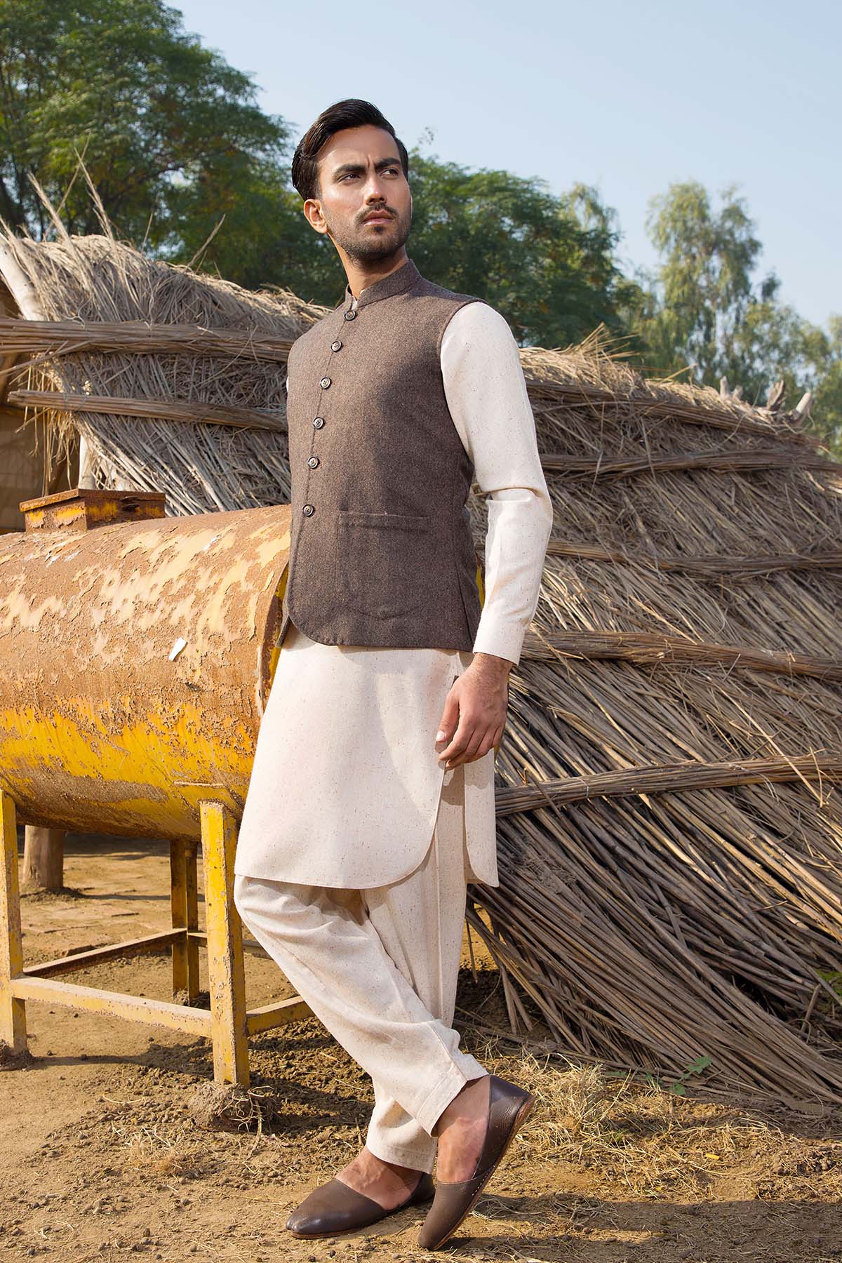 Brown Pure Angora Wool Waistcoat (3-Piece) - Image 1