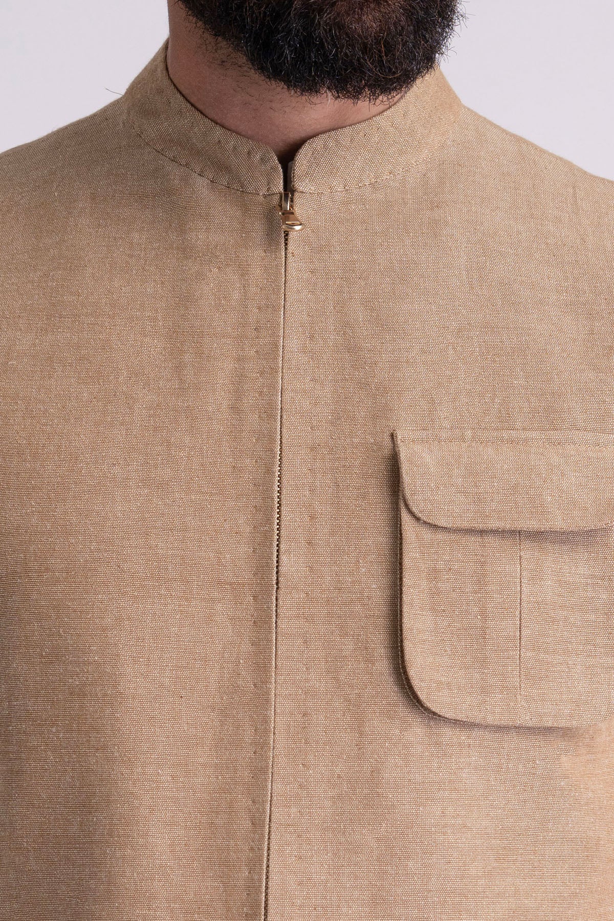 Light Brown Handloomed Waistcoat (3-Piece) - Image 2