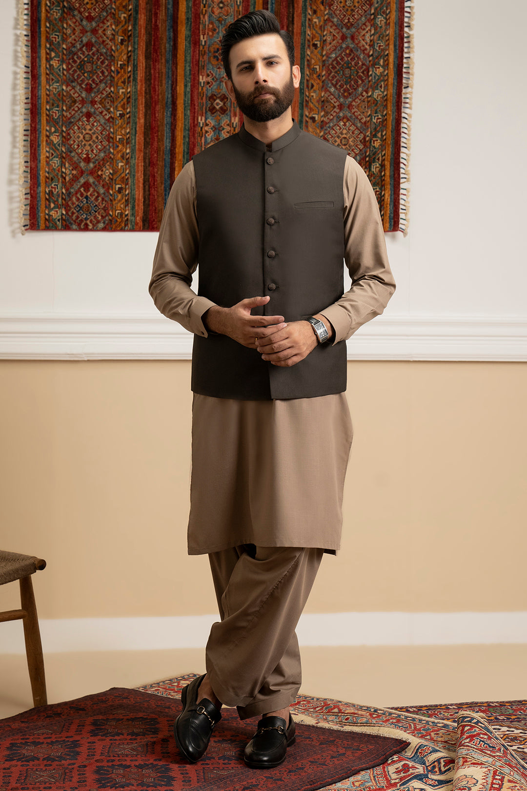 Brown Suiting Fabric Waistcoat (3-Piece) - Image 5