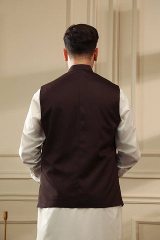 Brown Suiting Waistcoat with Metal Button Detailing (2-Piece) - Image 3