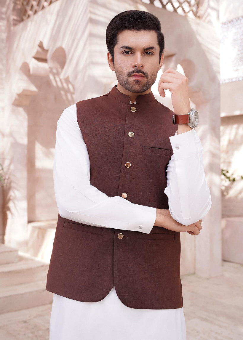 Mocha Brown TR Suiting Waistcoat (2-Piece) - Image 1