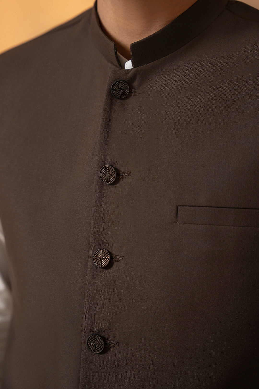 Dark Brown Suiting Fabric Men's Waistcoat (2-Piece) - Image 13