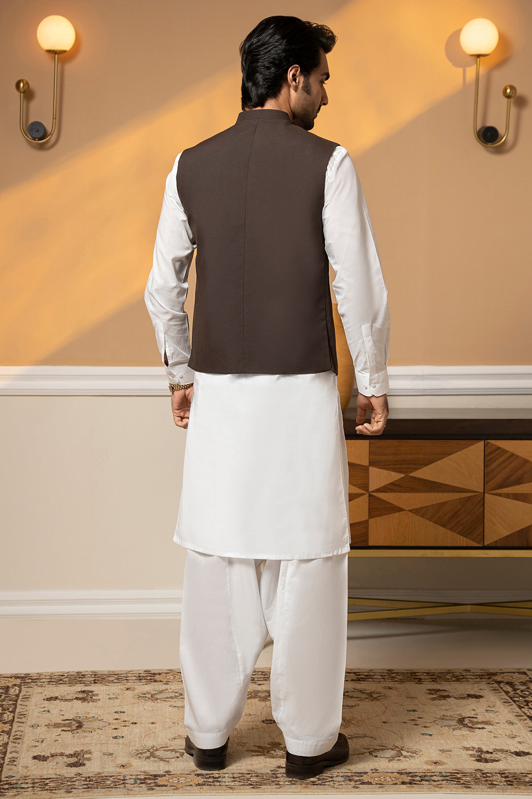 Dark Brown Suiting Fabric Men's Waistcoat (2-Piece) - Image 15