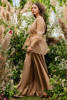 Pakistani Mocha Braid Embellished Organza Jacket Set (3-Piece) - Image 4