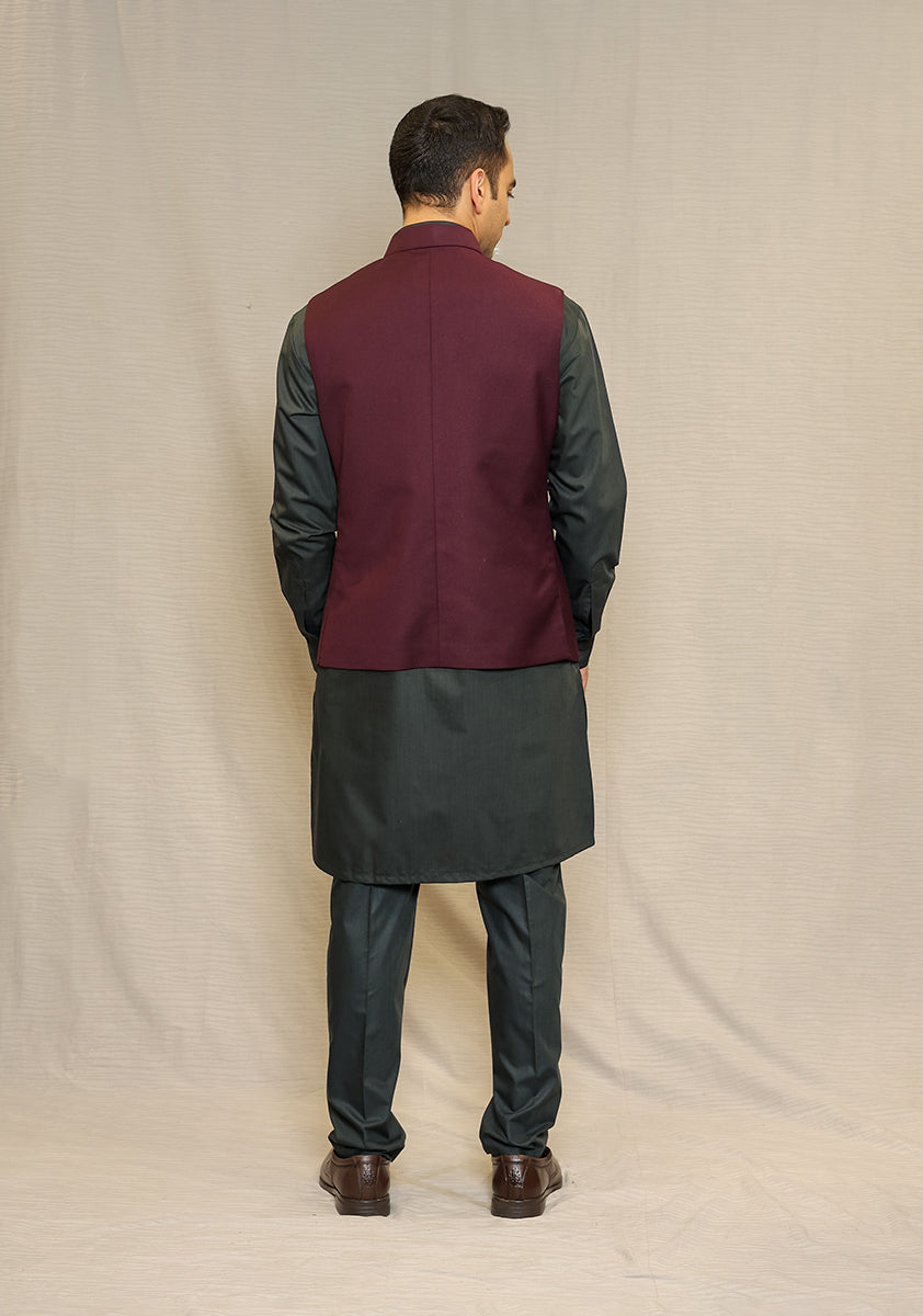 Wild Ginger Suiting Fabric Waistcoat Kurta (3-Piece) - Image 4