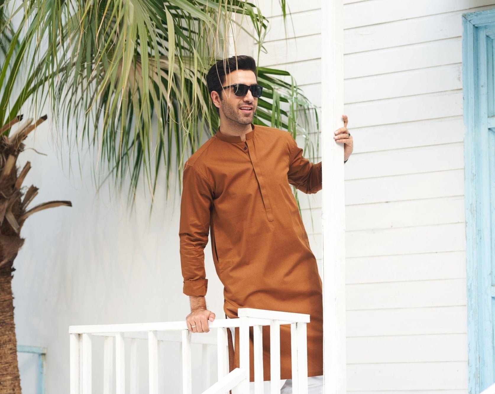 Camel Cotton Kurta Trouser Set (2-Piece) - Image 4