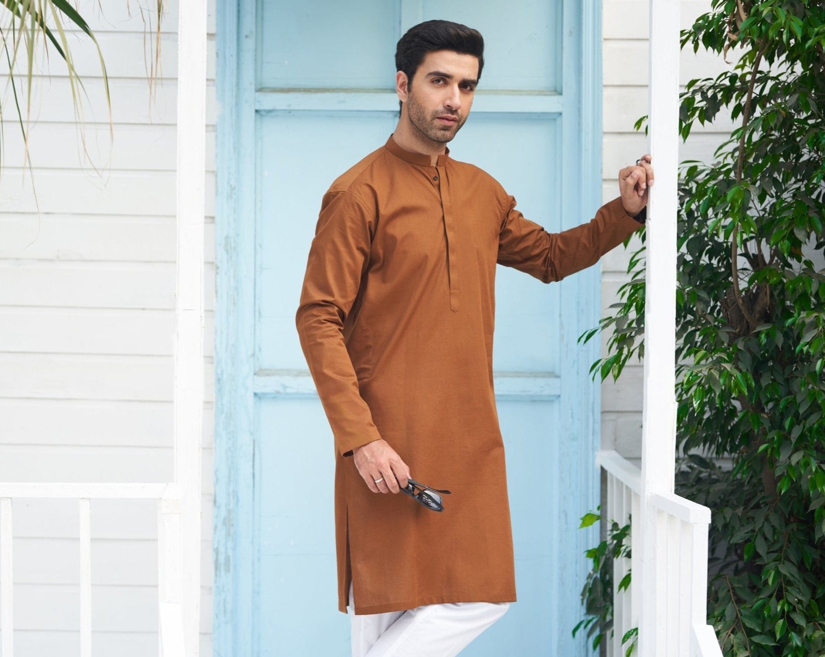 Camel Cotton Kurta Trouser Set (2-Piece) - Image 5