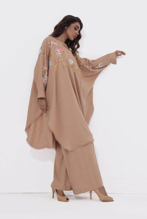 Pakistani Camel Embroidered Pure Irish Cotton Salwar Kameez (2-Piece) - Image 2