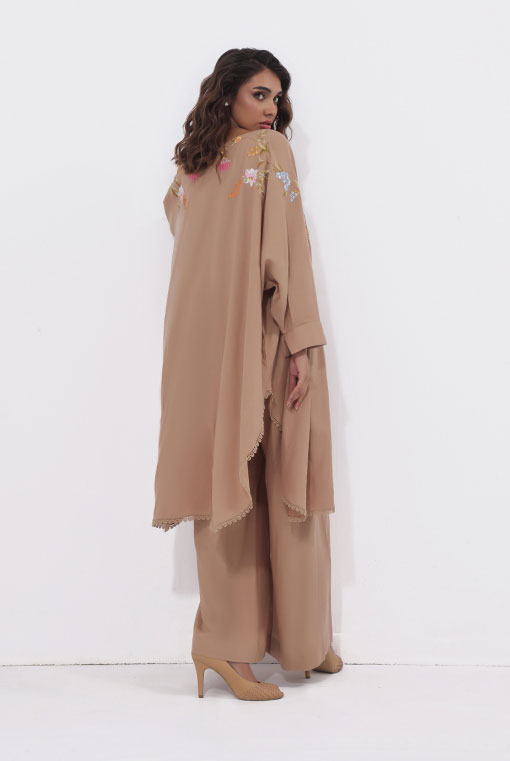 Pakistani Camel Embroidered Pure Irish Cotton Salwar Kameez (2-Piece) - Image 4