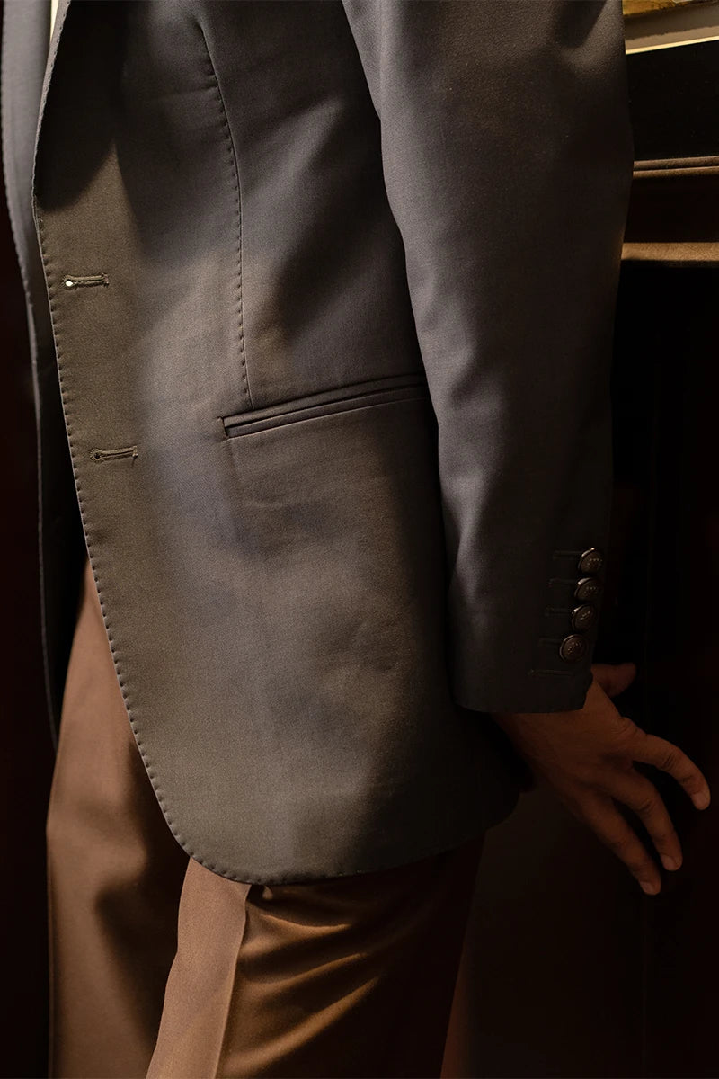 Charcoal Grey Brass-Button Blazer (1-Pc) - Image 4
