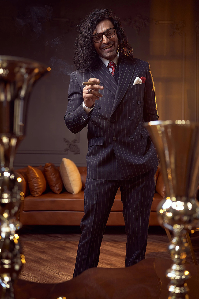 Charcoal Pinstripe Italian Wool Double-Breasted Suit (2-Piece) - Image 2